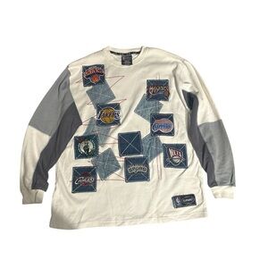 Unk White and Blue Patchwork Men Sweater